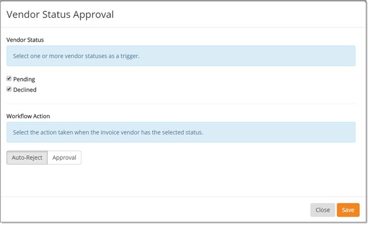 Vendor Status Approval